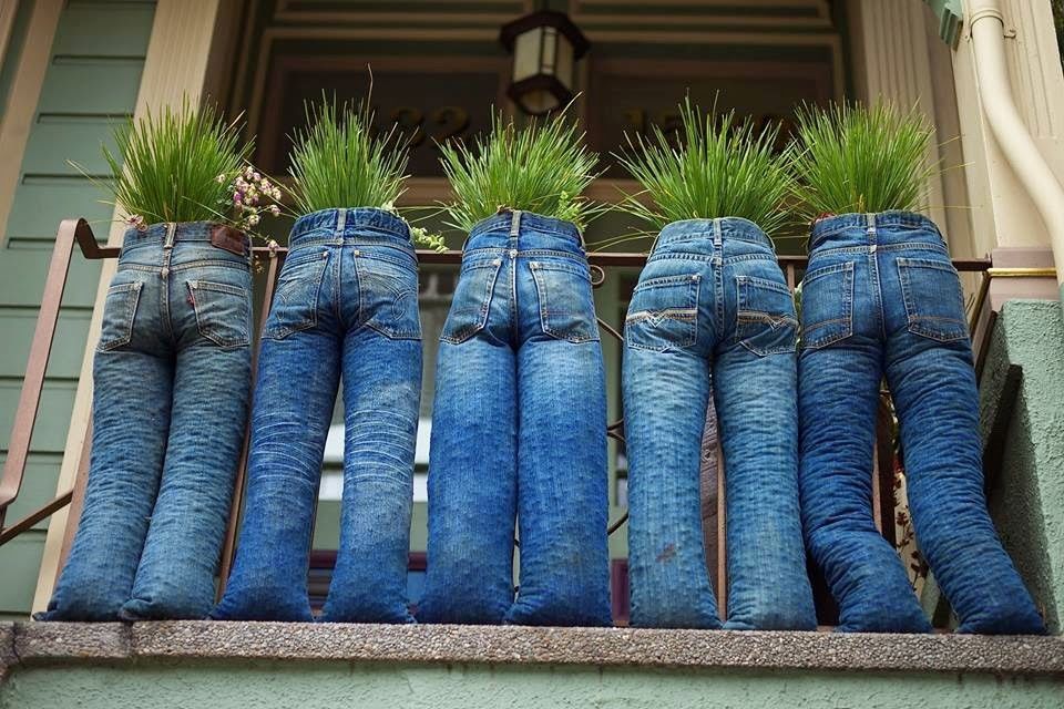 Cara Membuat Pot Bunga Dari Celana Jeans 