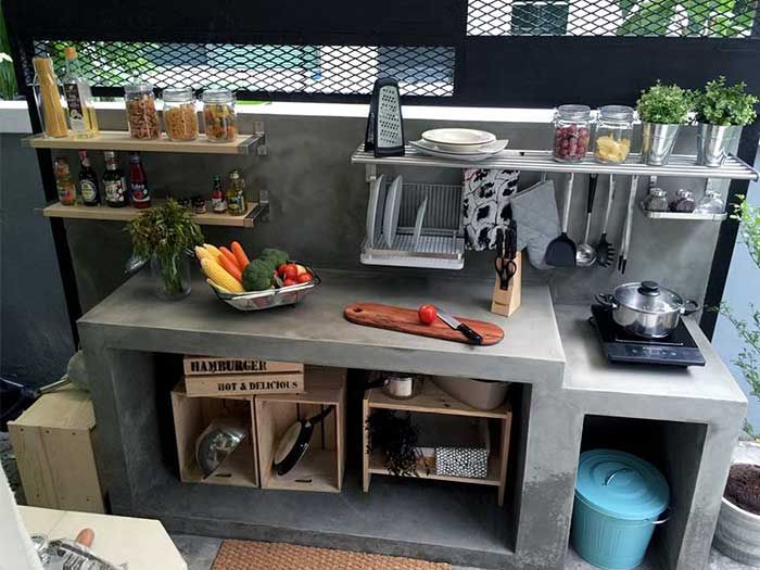 dekorasi dapur dengan semen