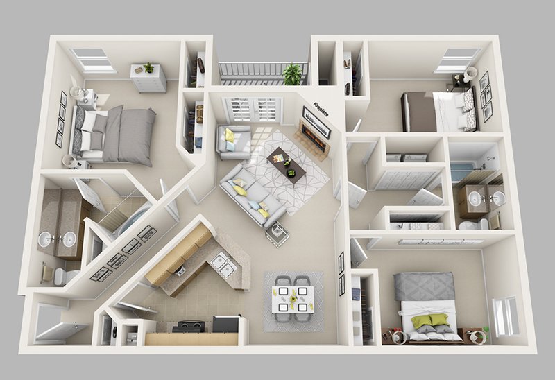 denah rumah modern minimalis 4