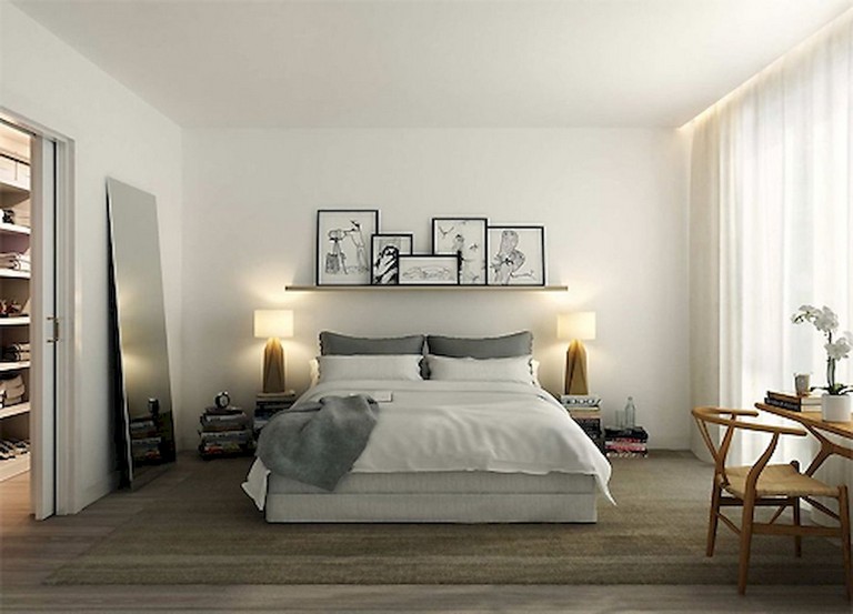tempat tidur minimalis warna abu