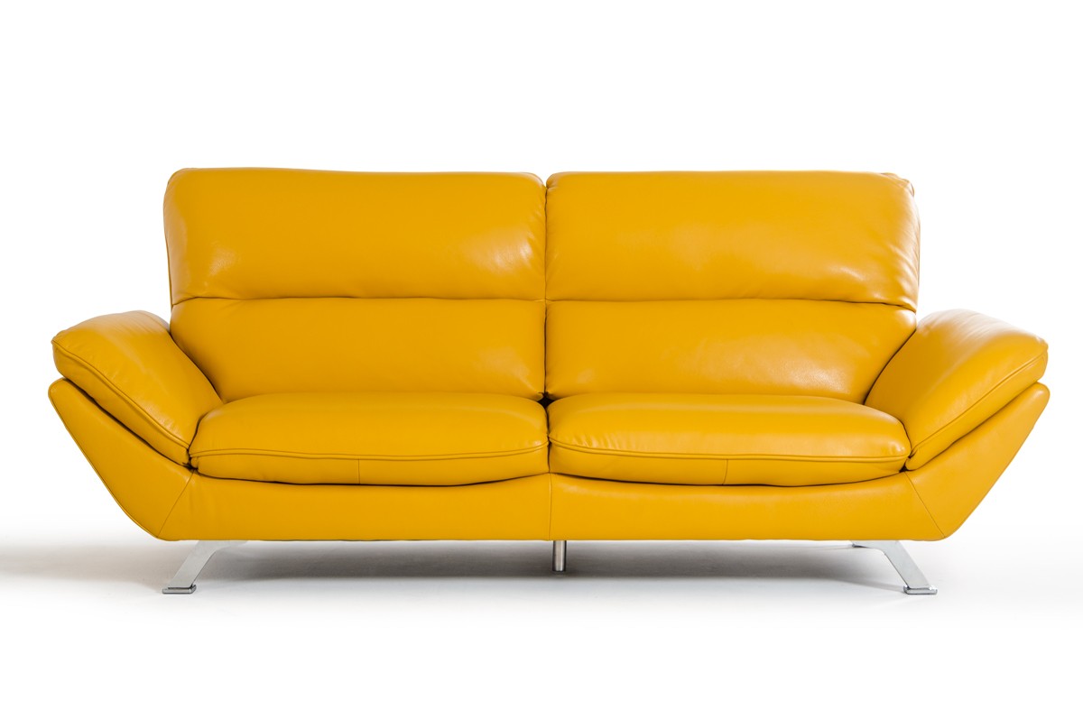 soft yellow leather sofa
