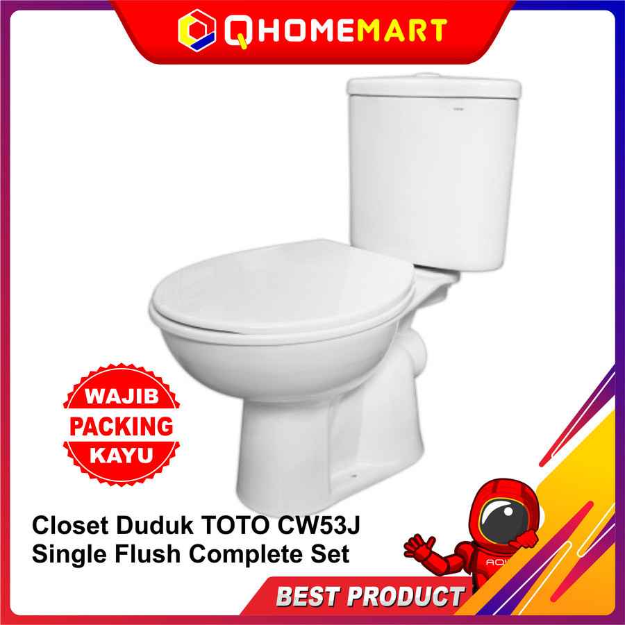 Closet Duduk TOTO CW53J Single Flush Complete Set 1 juta