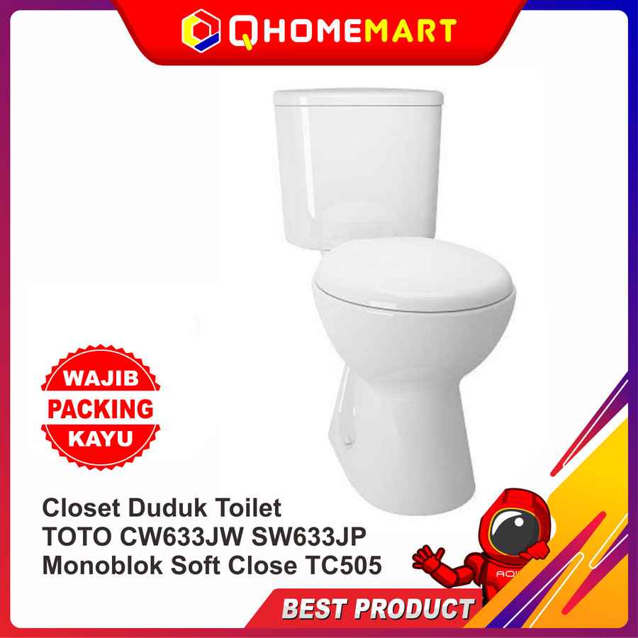 Closet Duduk Toilet TOTO CW633JW SW633JP Monoblok Soft Close TC505 1 jutaan