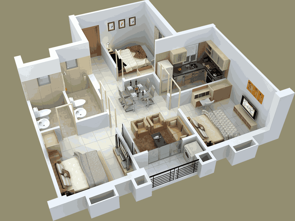 3 kamar tidur dengan kitchen set