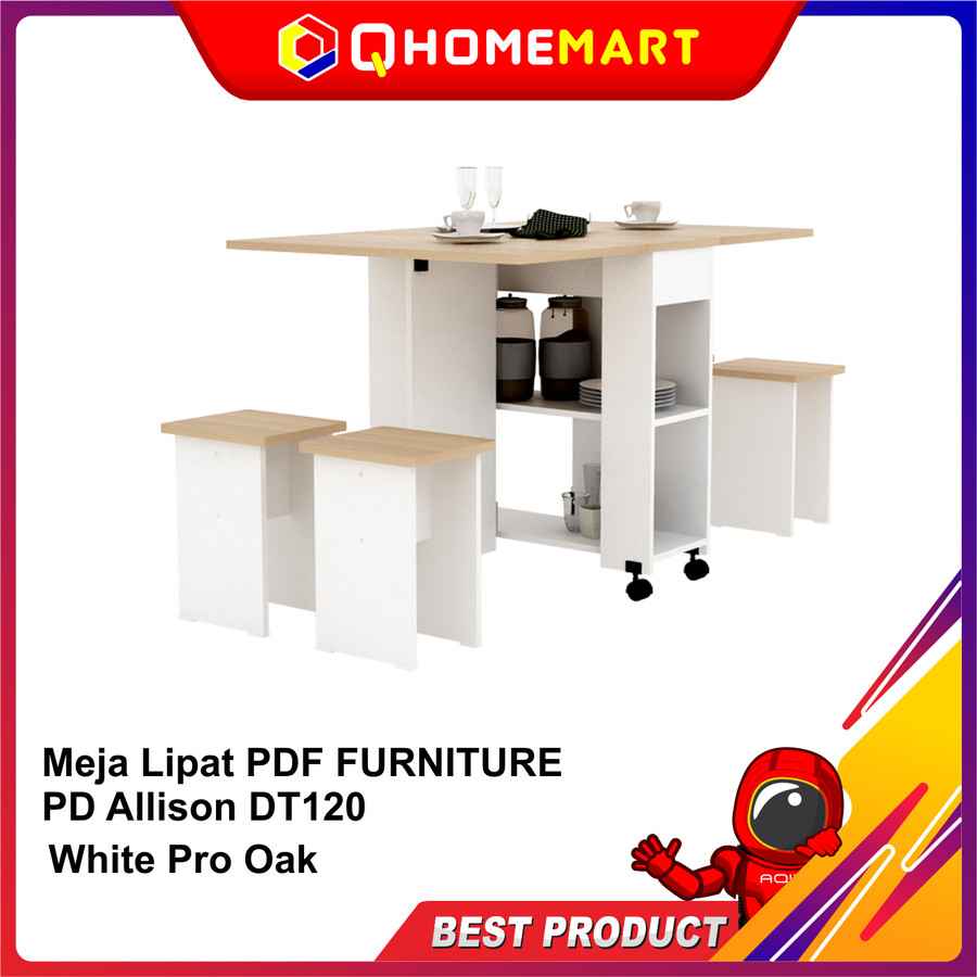 Meja Lipat PDF FURNITURE PD Allison DT120 White Pro Oak Brown Walnut - SM PRO OAK