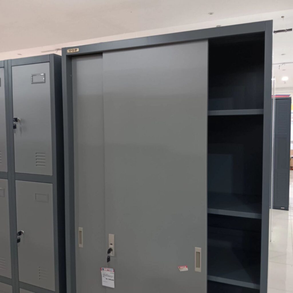 lemari besi geser abu-abu 2 pintu 