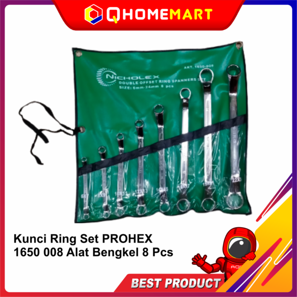 Kunci Ring Set PROHEX 1650 008 Alat Bengkel 8 Pcs