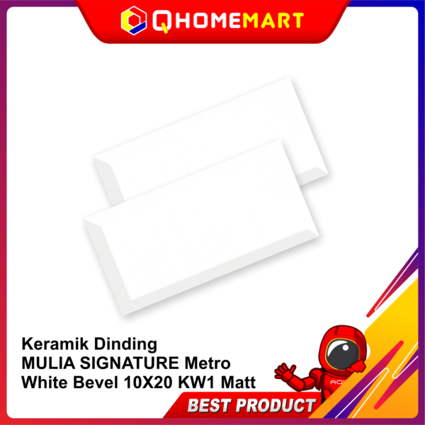 Keramik Dinding MULIA SIGNATURE Metro White Bevel 10X20 KW1 Matt