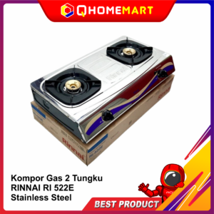 Kompor Gas 2 Tungku RINNAI RI 522E Stainless Steel