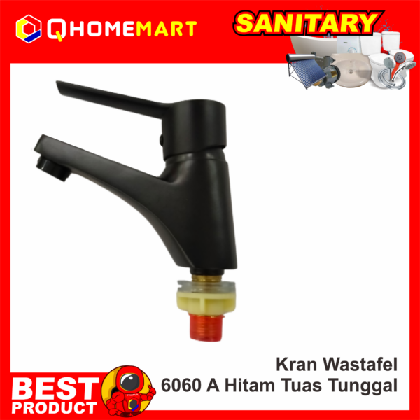 Kran Air Wastafel HUZO 6060 A Hitam Tuas Tunggal