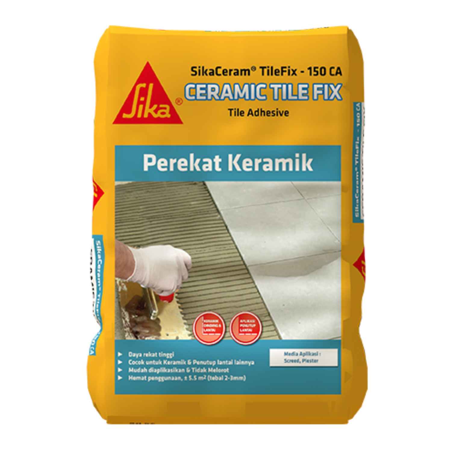 Semen Instan SIKA Ceram Tilefix 150 CA Perekat Lantai Dinding 25 Kg