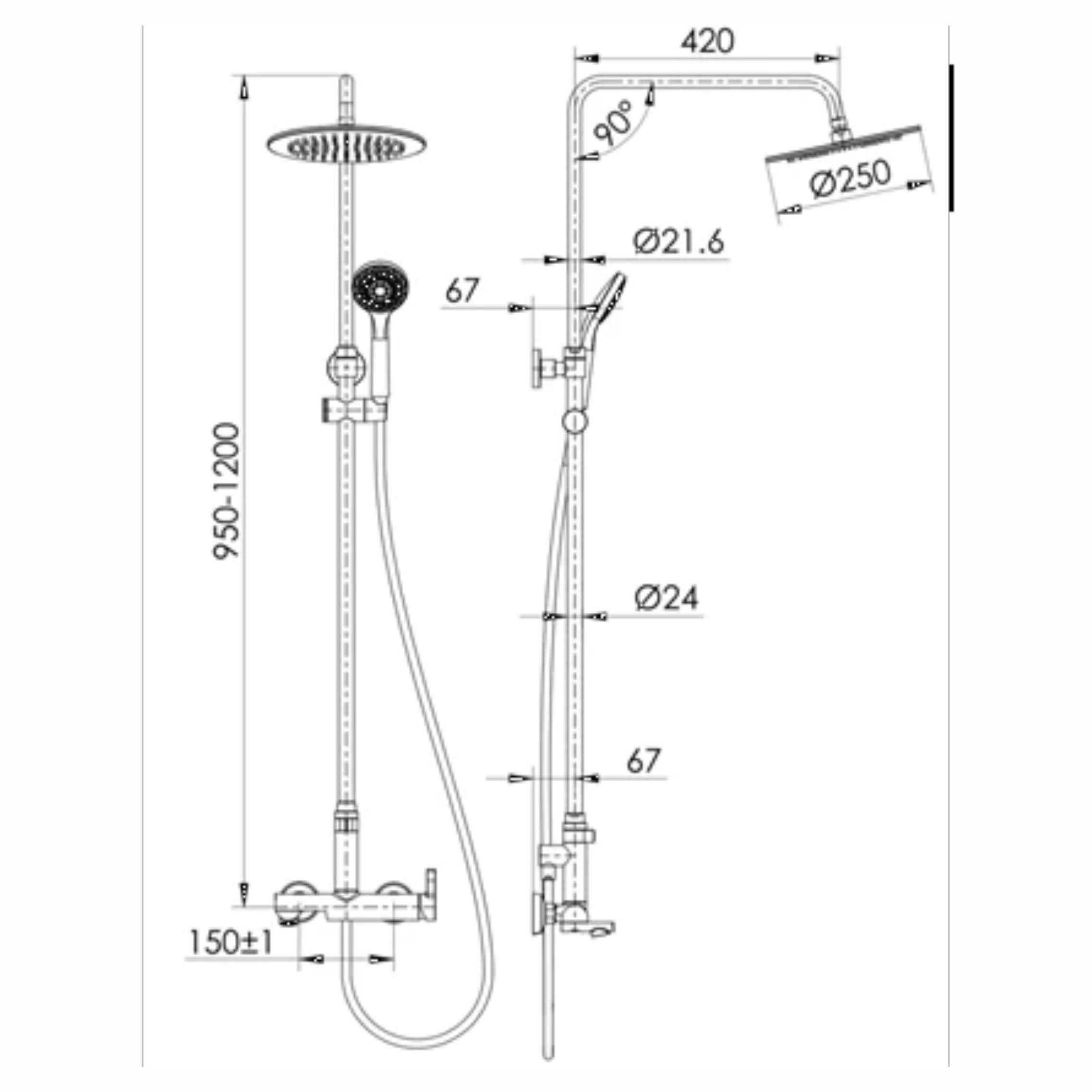 Shower Mandi Set WASSER ESS X330 Swivel Spout