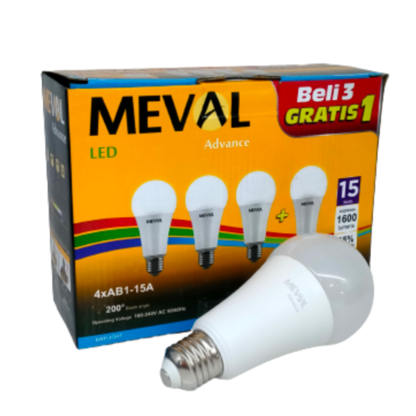 Lampu Bolam LED MEVAL Bulb Advance Putih 3 Gratis 1