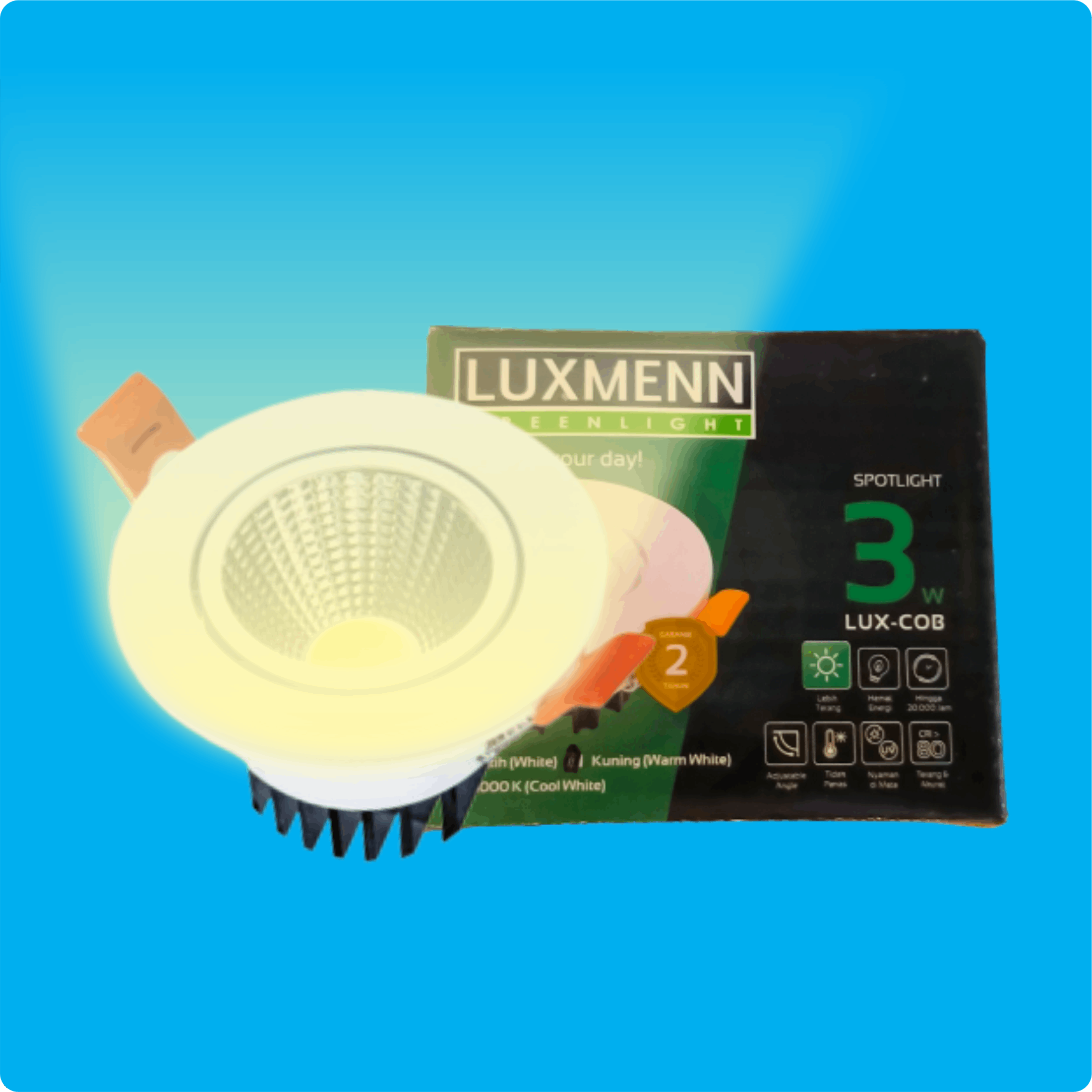 Lampu LED LUXMENN Sorot Spotlight LUX COB 3 Watt Kuning Warm White