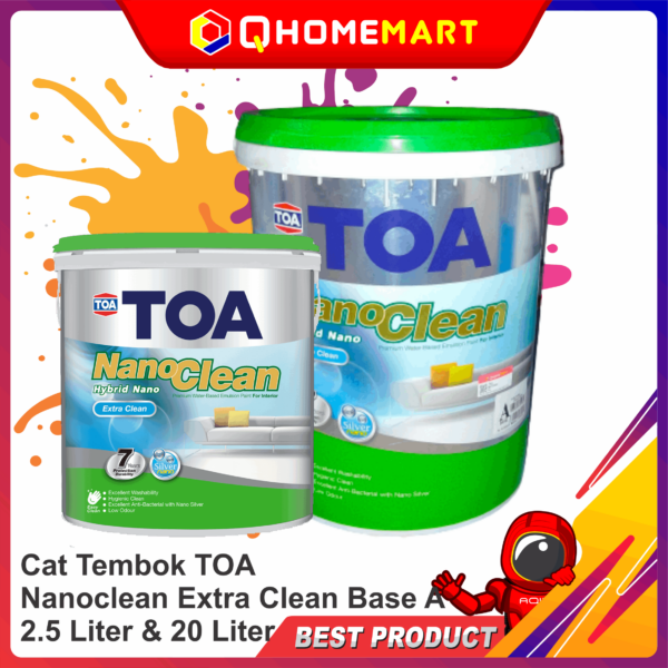 Cat Tembok TOA Nanoclean Extra Clean Base A 2.5L 20 Liter
