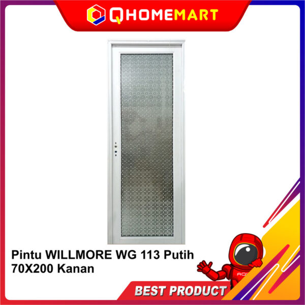 Pintu Alumunium WILLMORE WG 113 Putih 70X200 - BUKA KANAN