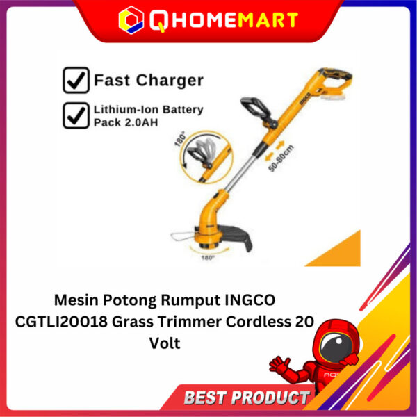 Mesin Potong Rumput INGCO CGTLI20018 Grass Trimmer Cordless 20 Volt