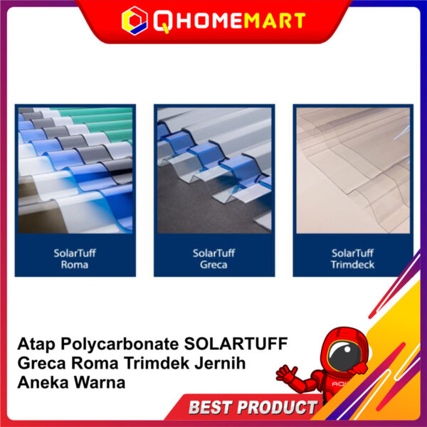 Atap Transparan Polycarbonate SOLARTUFF Greca Roma Trimdek Aneka Warna - GRECA, 1.8 METER