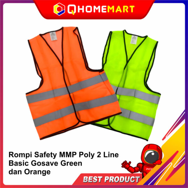 Rompi Safety Proyek Reflektif Serbaguna MMP Poly 2 Line Basic Gosave - GREEN