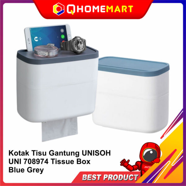 Kotak Tisu Gantung UNISOH UNI 708974 Tissue Box Blue Grey - BLUE