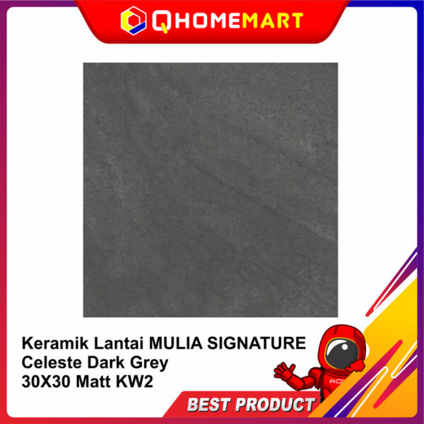 Keramik Lantai MULIA SIGNATURE Celeste Dark Grey 30X30 Matt KW2