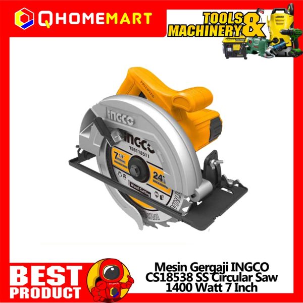 Mesin Gergaji INGCO CS18538 SS Circular Saw 1400 Watt 7 Inch