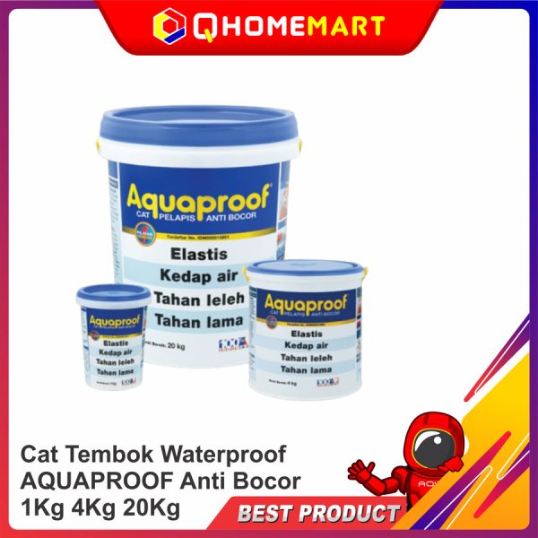 Cat Pelapis Anti Bocor Aquaproof Waterproof Aneka Warna - 1 KG, Abu Muda